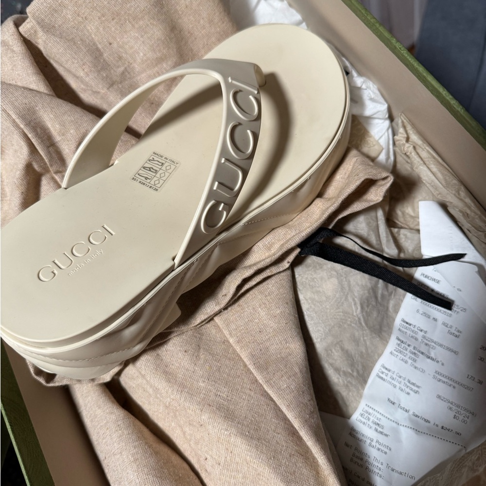 Gucci Cream Flip Flops